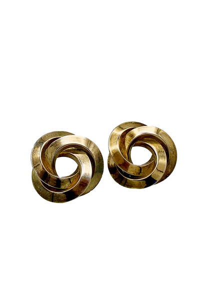 1960s Gold Tone Spiral Brooch and Earrings Set
