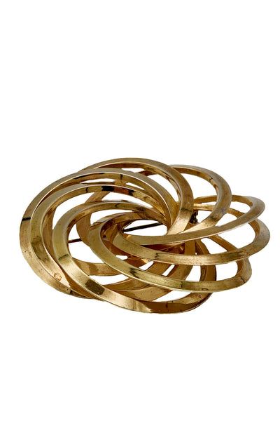 1960s Gold Tone Spiral Brooch and Earrings Set
