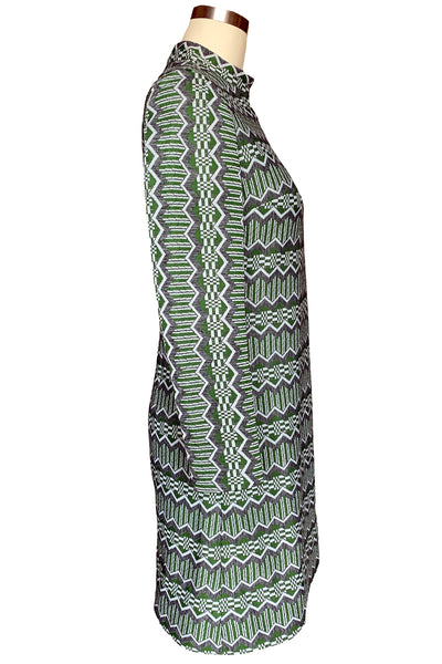 1960's Green Chevron Long Sleeve Dress