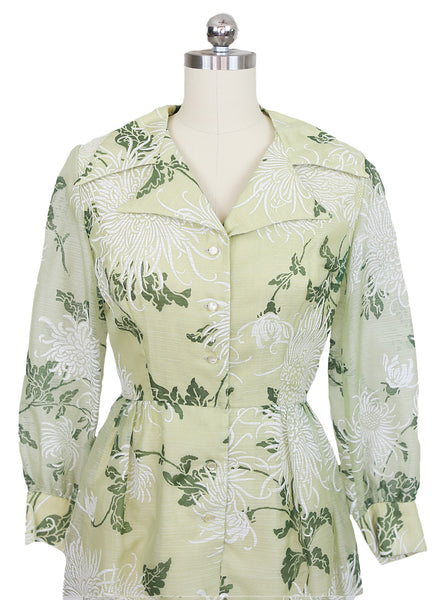 1970s Celery Green Shaheen Dress