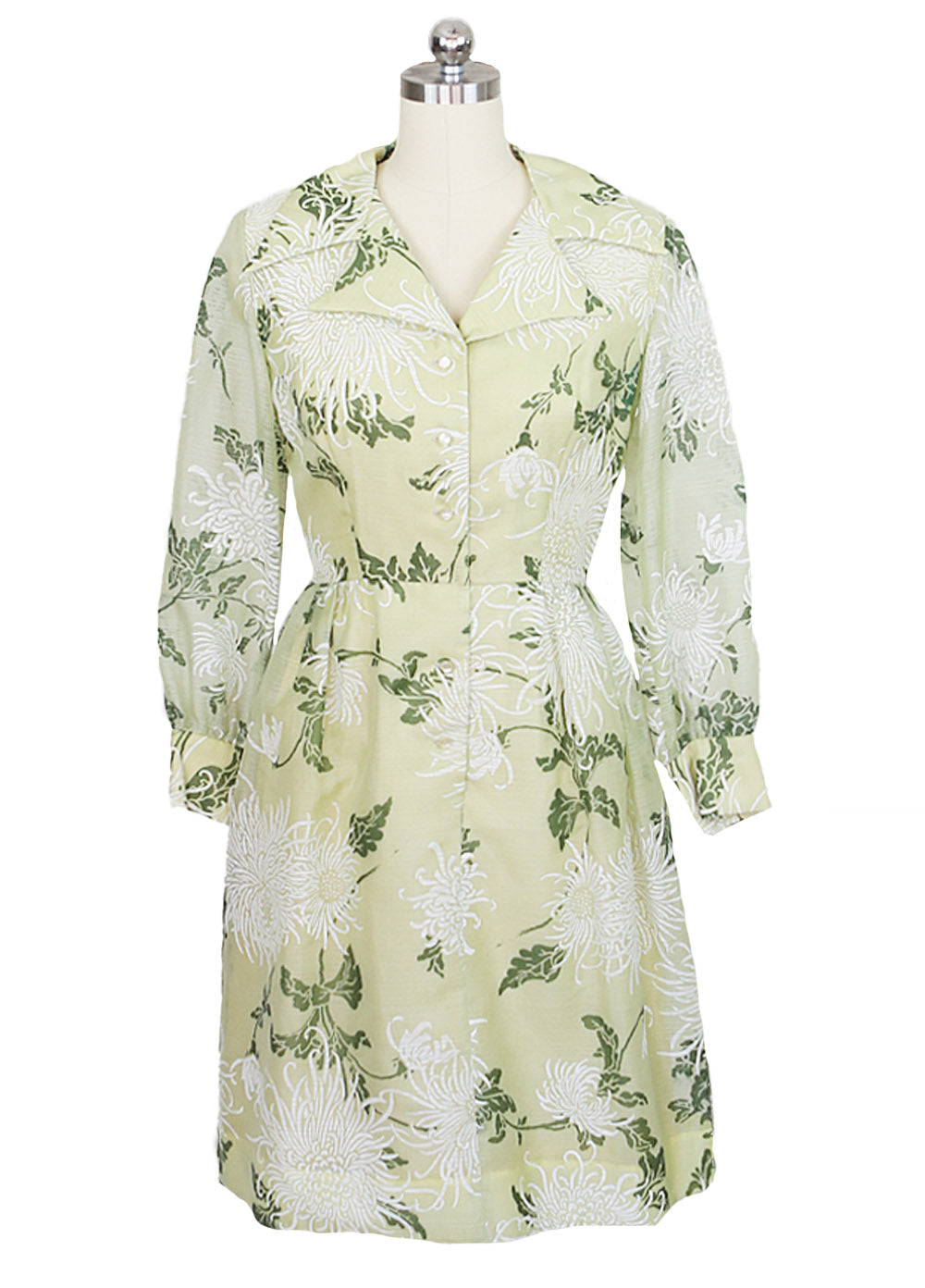 1970's Celery Green Alfred Shaheen Dress