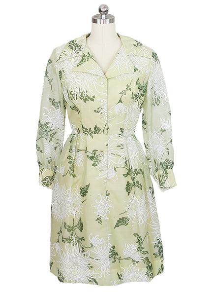1970's Celery Green Alfred Shaheen Dress