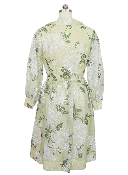 1970s Celery Green Shaheen Dress