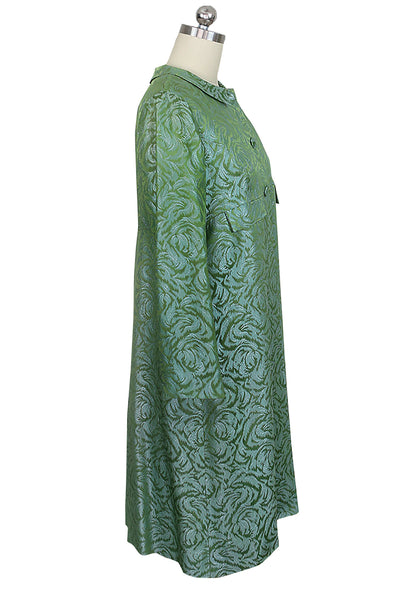 1960's Green Damask Jacket and Dress Set