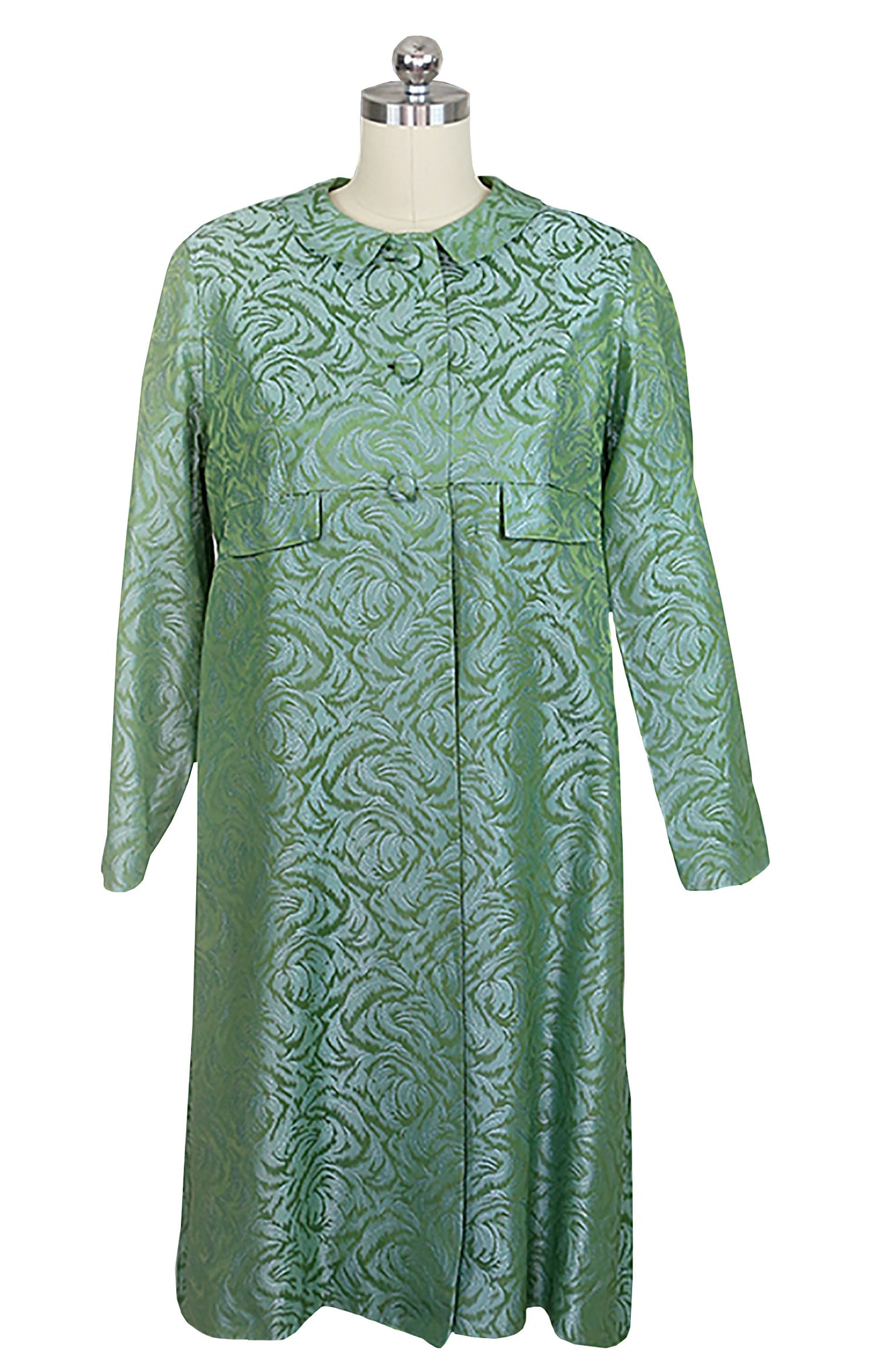 1960's Green Damask Jacket and Dress Set