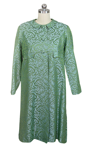1960's Green Damask Jacket and Dress Set