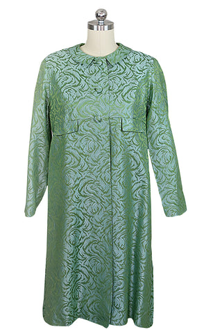 1960's Green Damask Jacket and Dress Set