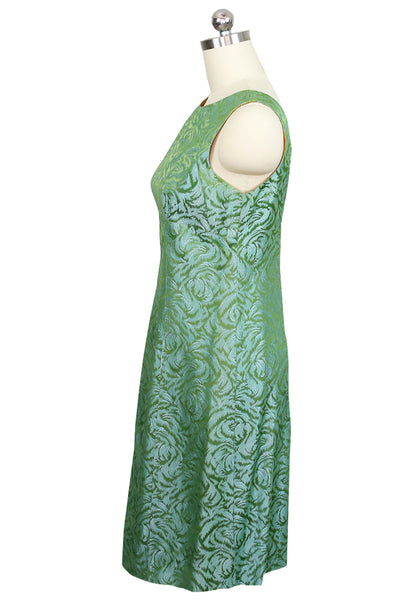 1960's Green Damask Jacket and Dress Set