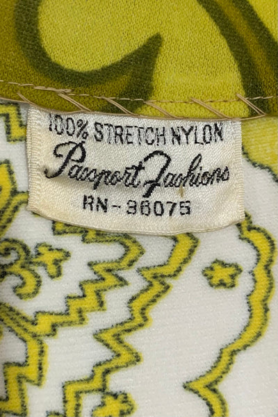 1970s Green and Yellow Boatneck Mini Dress