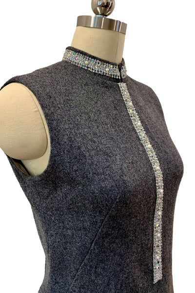 1960's Steel Grey Wool Nelly de Grab A-Line Dress