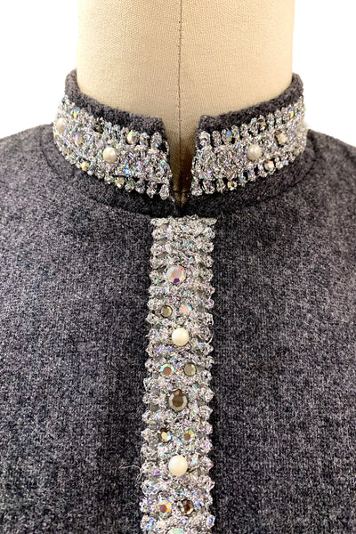 1960's Steel Grey Wool Nelly de Grab A-Line Dress