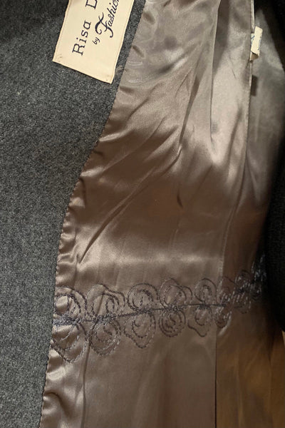 1960's Charcoal Grey Fur Trim Coat