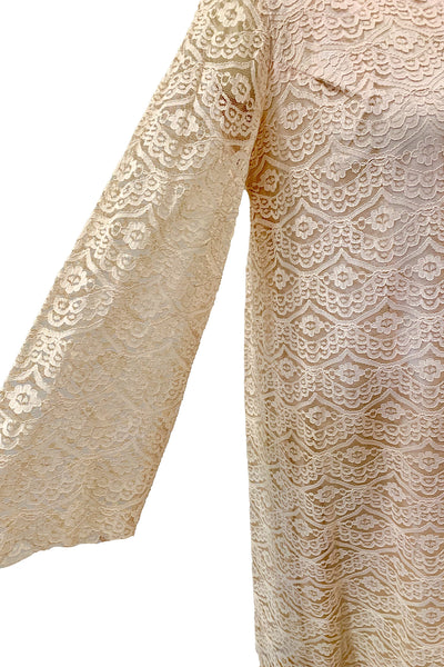 1960s Dusty Pink Lace Babydoll Dress