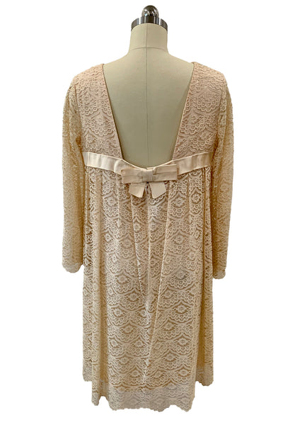 1960s Dusty Pink Lace Babydoll Dress