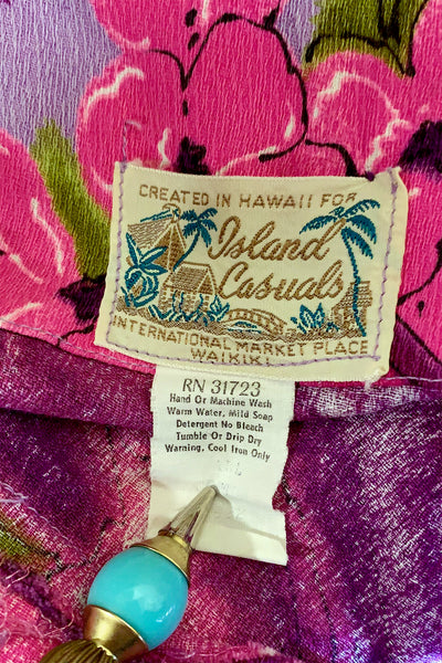 1960s Lavender Hawaiian Maxi Dress