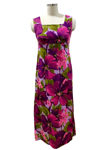1960's Lavender Hawaiian Maxi Dress