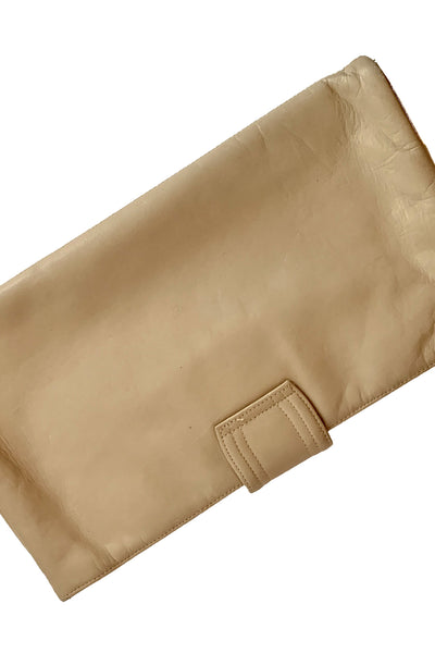 1970s Taupe Margolin Leather Clutch