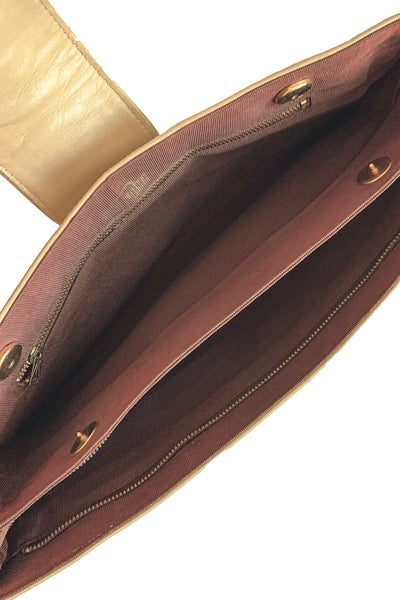 1970s Taupe Margolin Leather Clutch