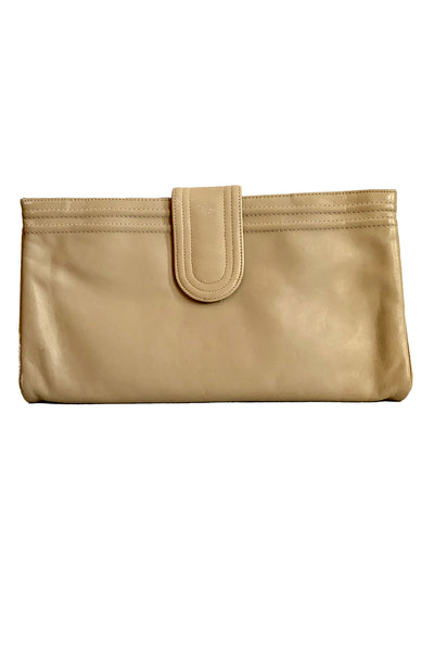 1970's Taupe Margolin Leather Clutch