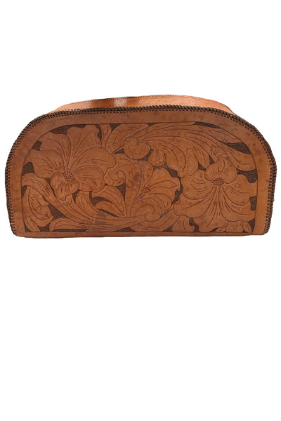 1950's Brown Leather Tooled Clutch