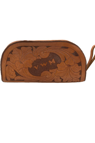 1950's Brown Leather Tooled Clutch