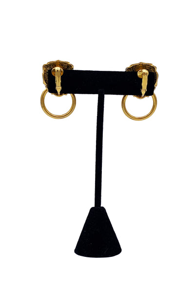 1980's Gold Lion Head Earrings