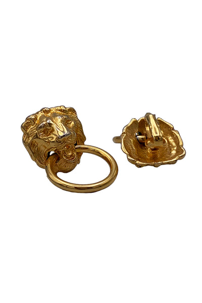 1980's Gold Lion Head Earrings