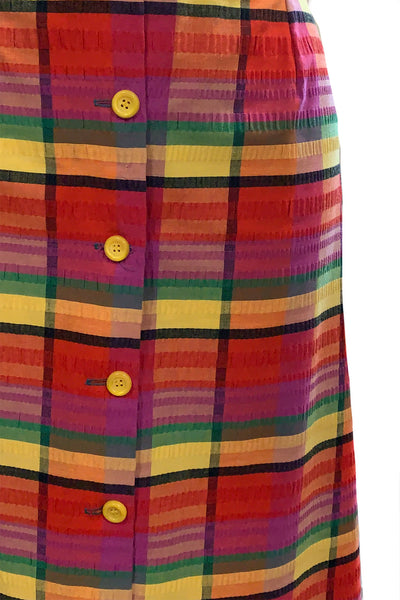1970's Madras Plaid Maxi Skirt