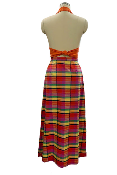 1970's Madras Plaid Maxi Skirt