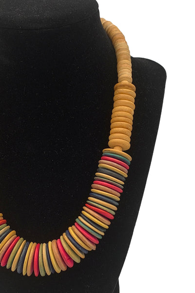 1970's Multi Color Wooden Necklace
