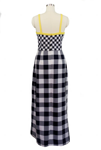 1970s Navy and White Seersucker Maxi