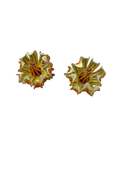 1960s Orange Enamel Floral Earrings