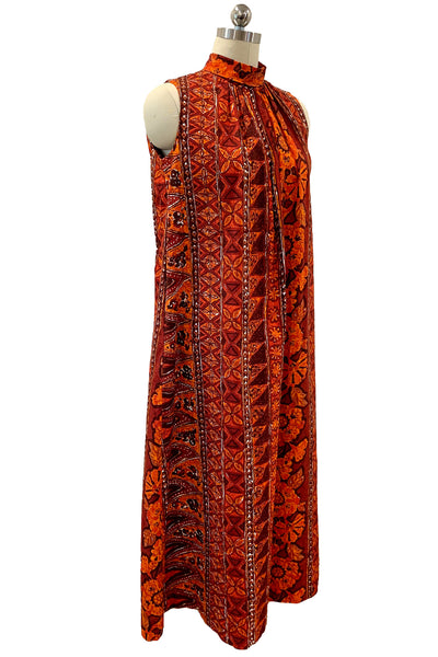 1960s Orange Hawaiian Tent Dress