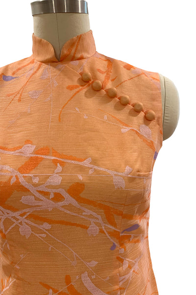 1960s Orange Shaheen Column Dress