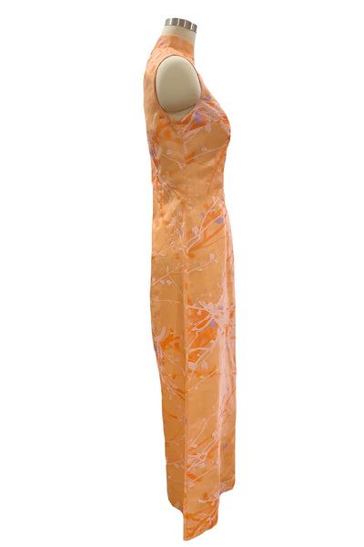 1960s Orange Shaheen Column Dress