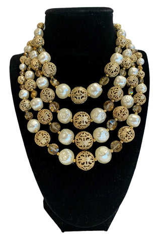 1960s Multi-Strand Faux Pearl Necklace