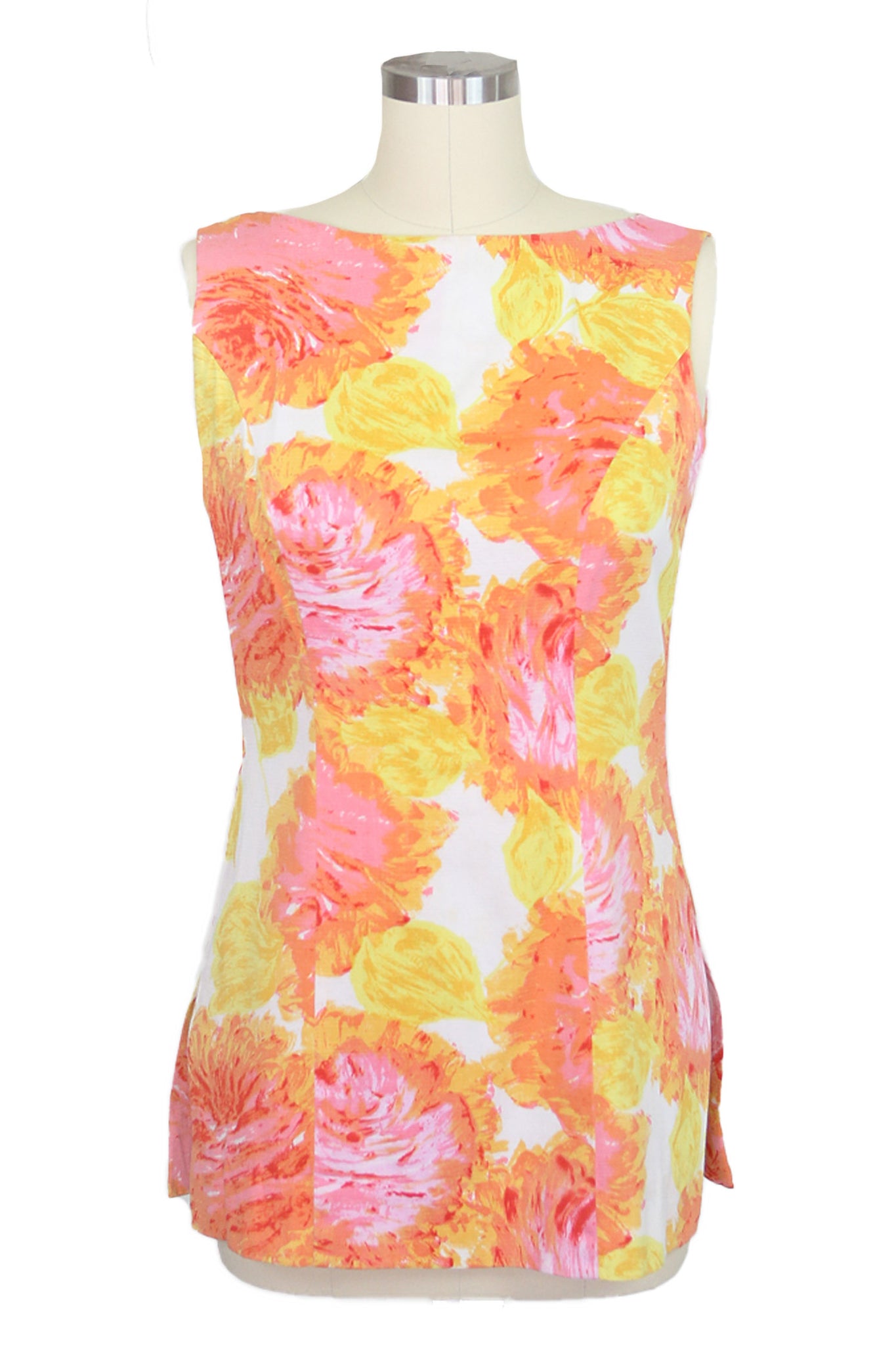 1960's Yellow, Pink Tunic Top