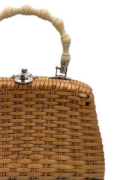 1960's Plastic Covered Woven Bag