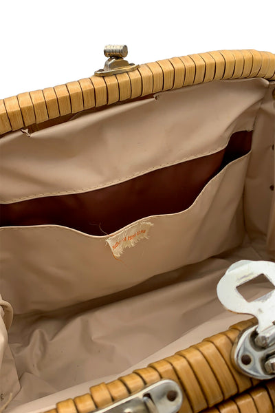 1960's Plastic Covered Woven Bag