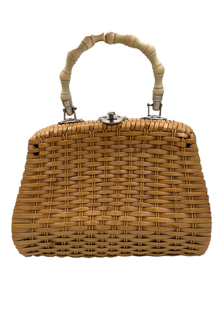 1960's Plastic Covered Woven Bag