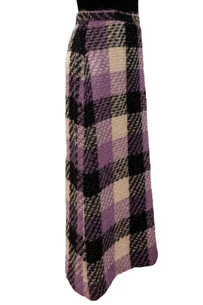 1960's Purple Plaid Mohair Maxi Skirt