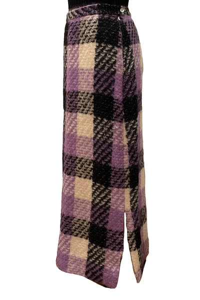 1960's Purple Plaid Mohair Maxi Skirt