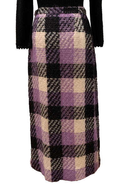1960's Purple Plaid Mohair Maxi Skirt
