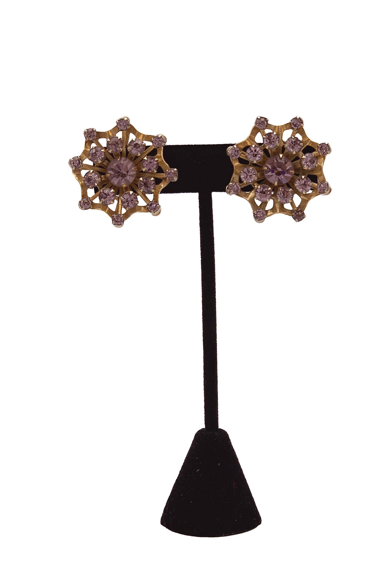1960's Purple Rhinestone Earrings
