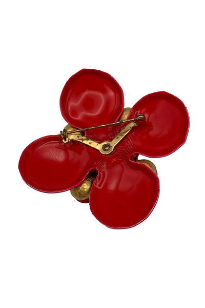 1960s Red and Gold Enamel Brooch