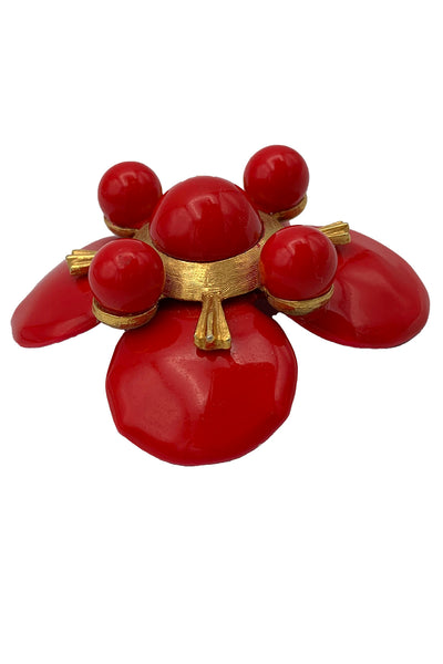 1960s Red and Gold Enamel Brooch