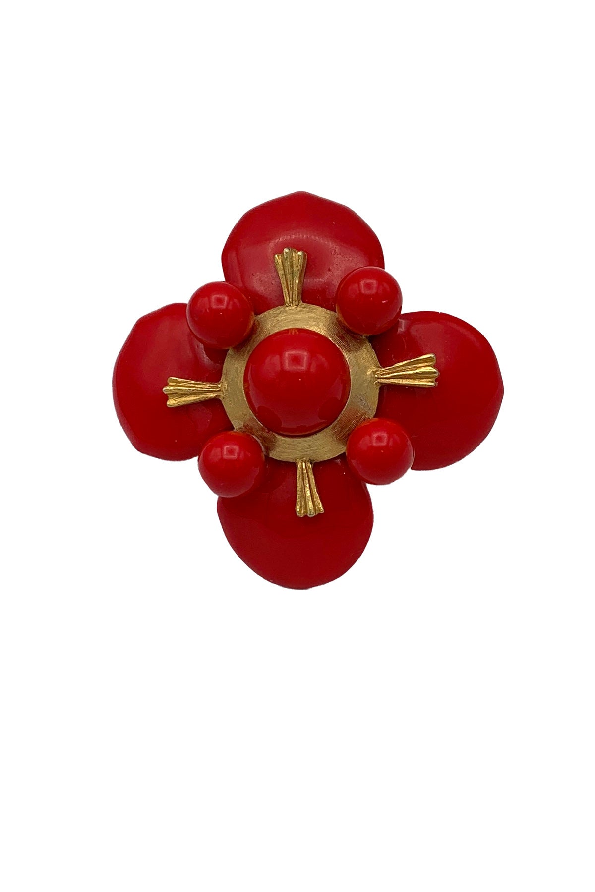 1960s Red and Gold Enamel Brooch
