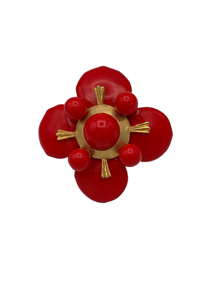1960s Red and Gold Enamel Brooch