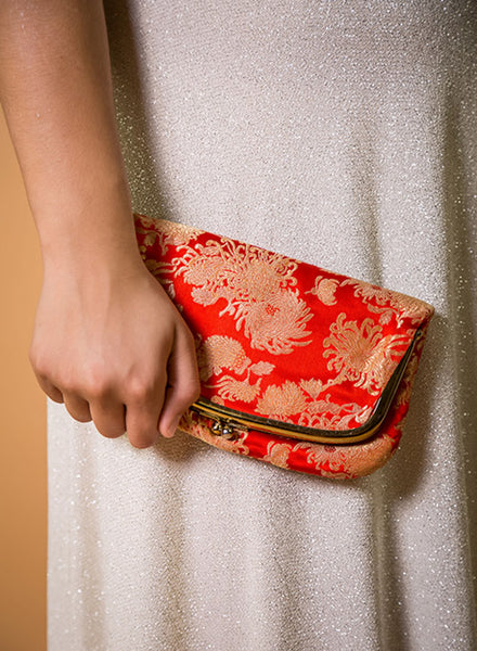 1950s Scarlet Red Silk Clutch