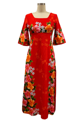 1960's Red Hawaiian Maxi Dress